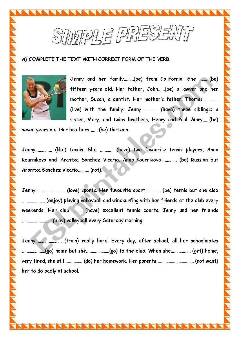 PRESENT SIMPLE READING COMPREHENSION ESL Worksheet By 