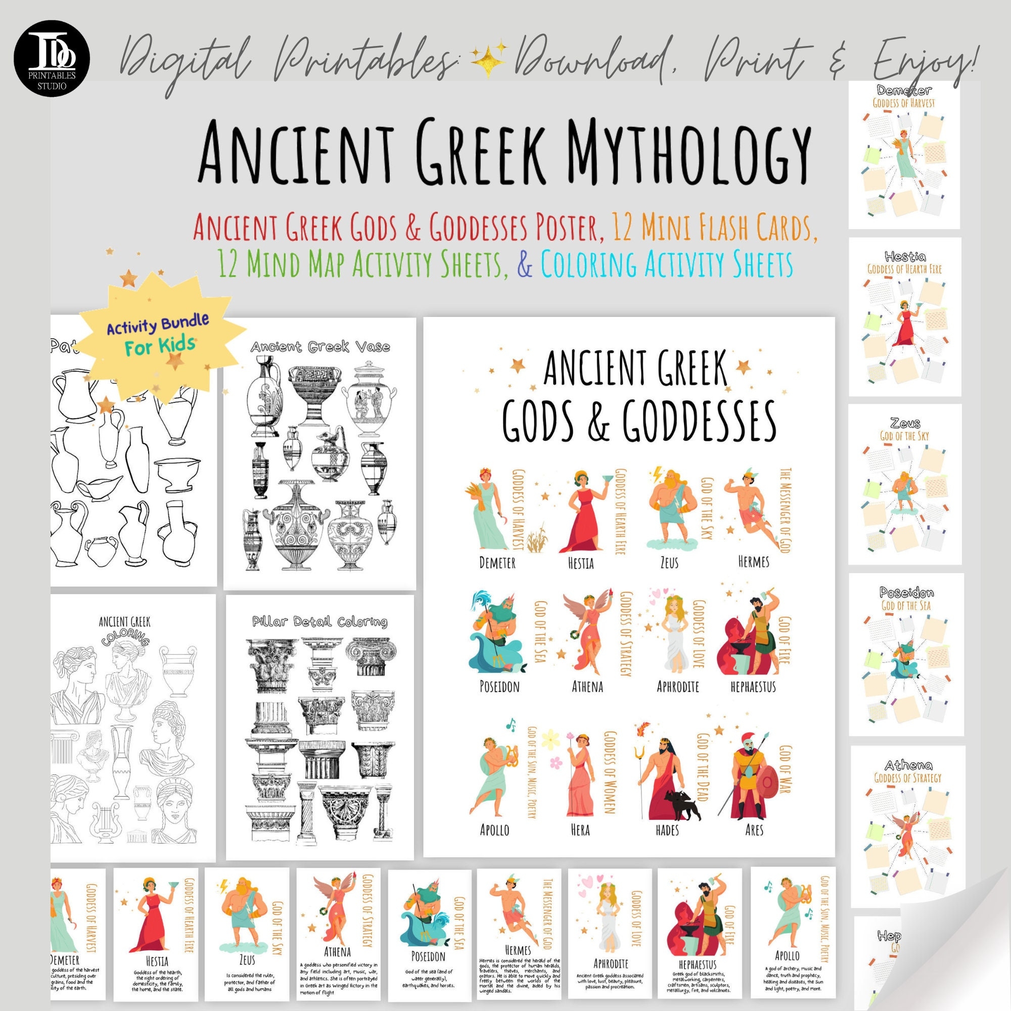 Printable Ancient Greek Mythology Activity Bundle For Kids Topic 