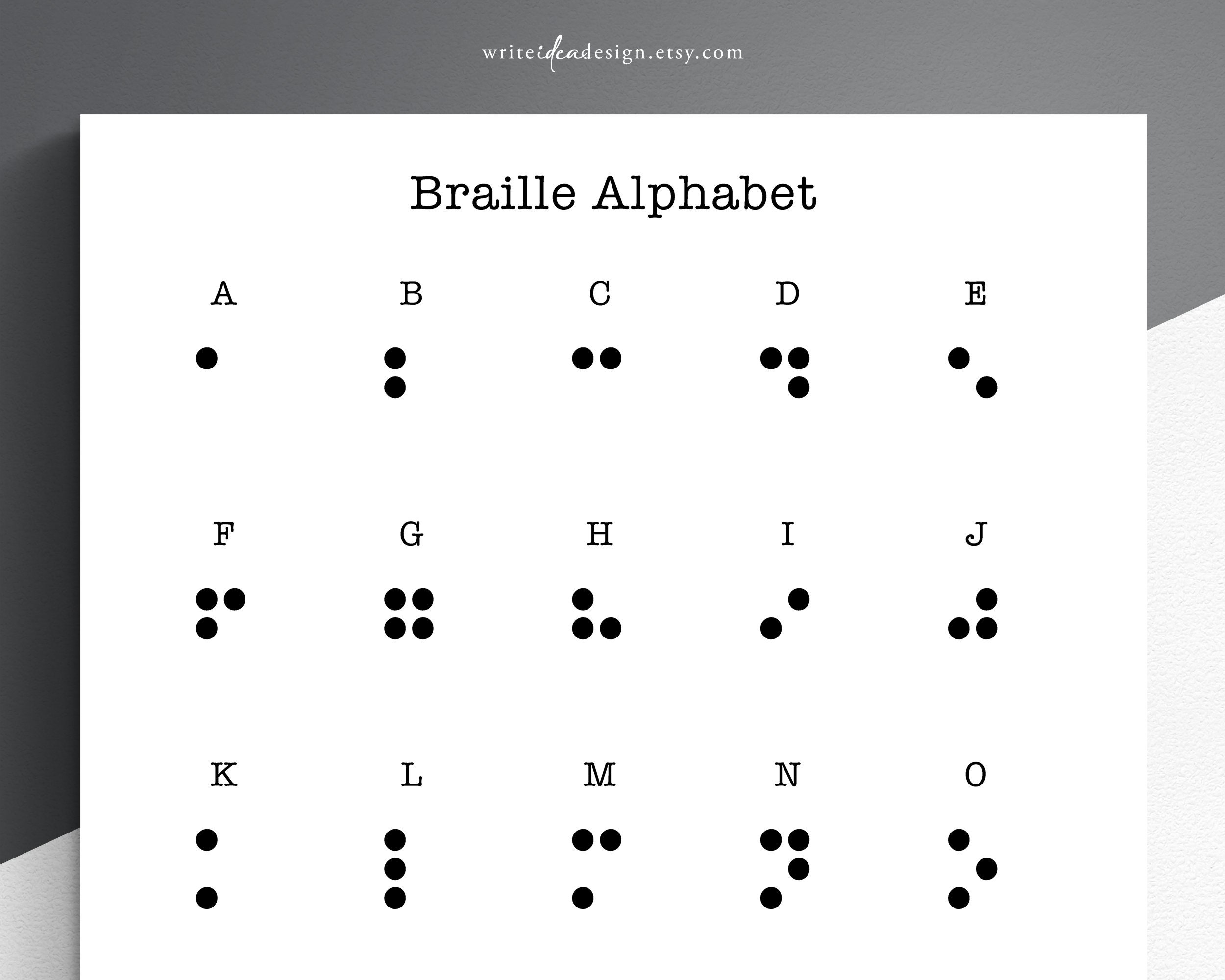 Printable Braille Alphabet Sheet Full Alphabet Braille Letters 
