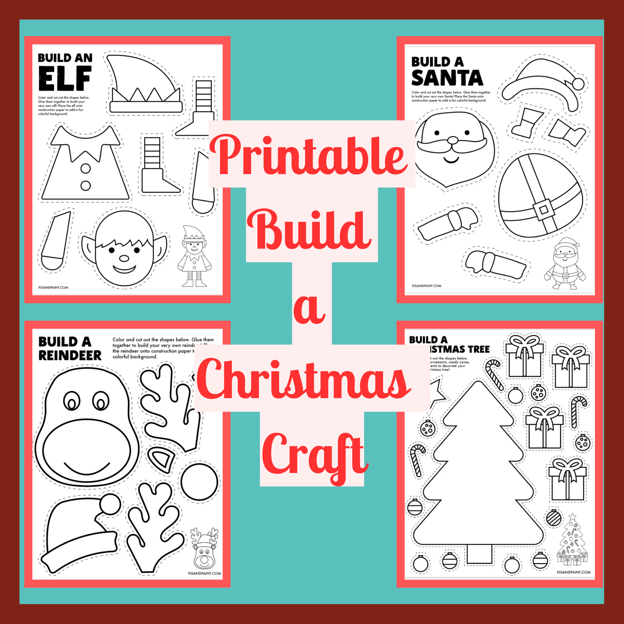 Printable Build A Christmas Tree Santa Elf Reindeer Craft 
