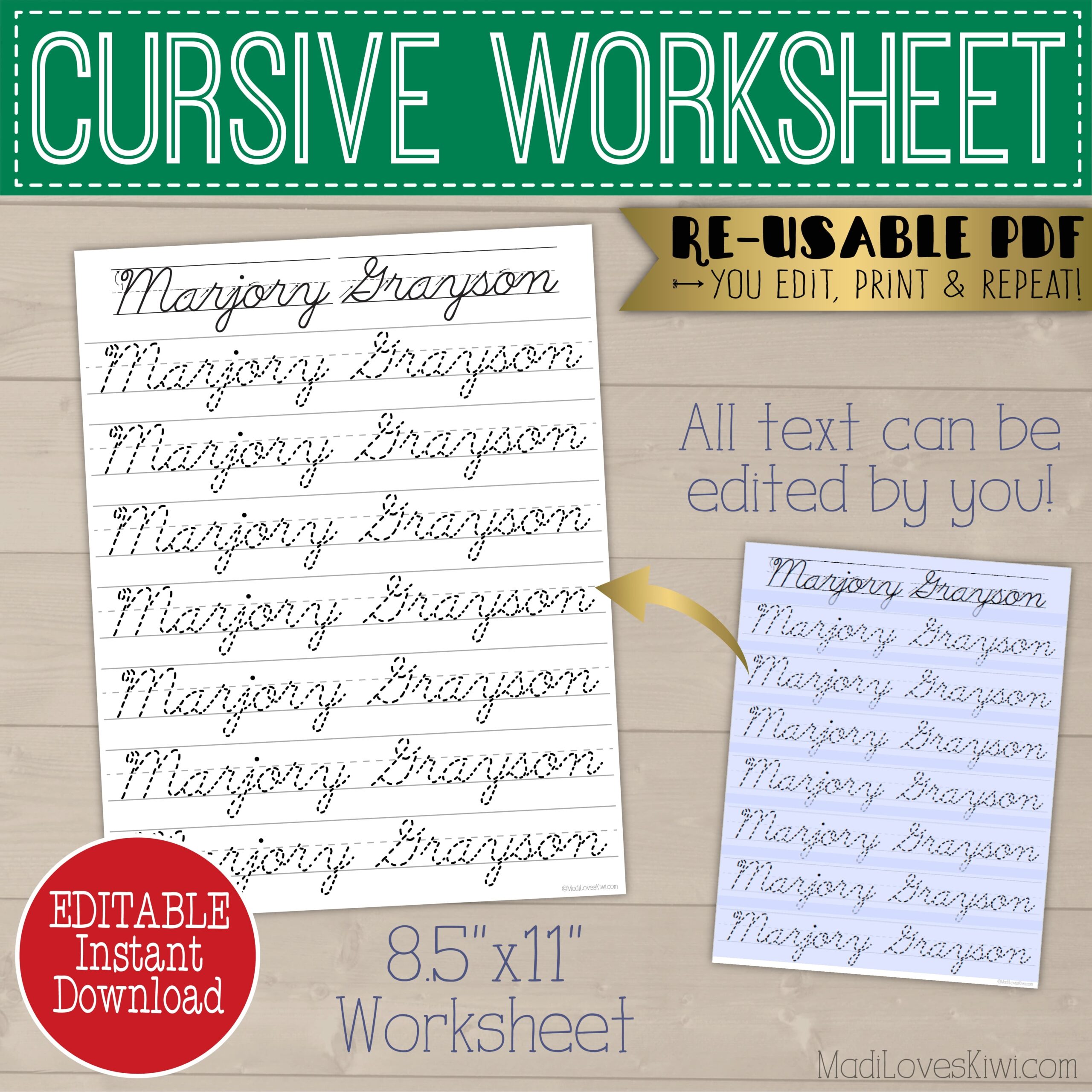 Free Printable Cursive Name Tracing Worksheets