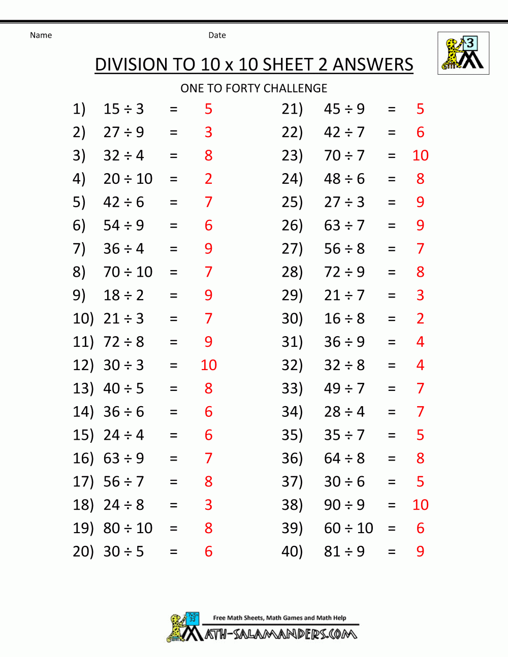 Printable Division Worksheets 3rd U0026 4th Grade
