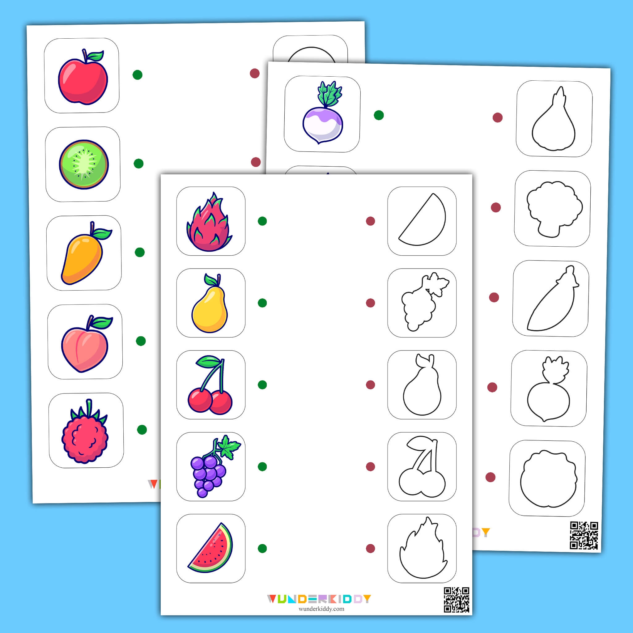 Free Printable Fruits Matching Worksheet