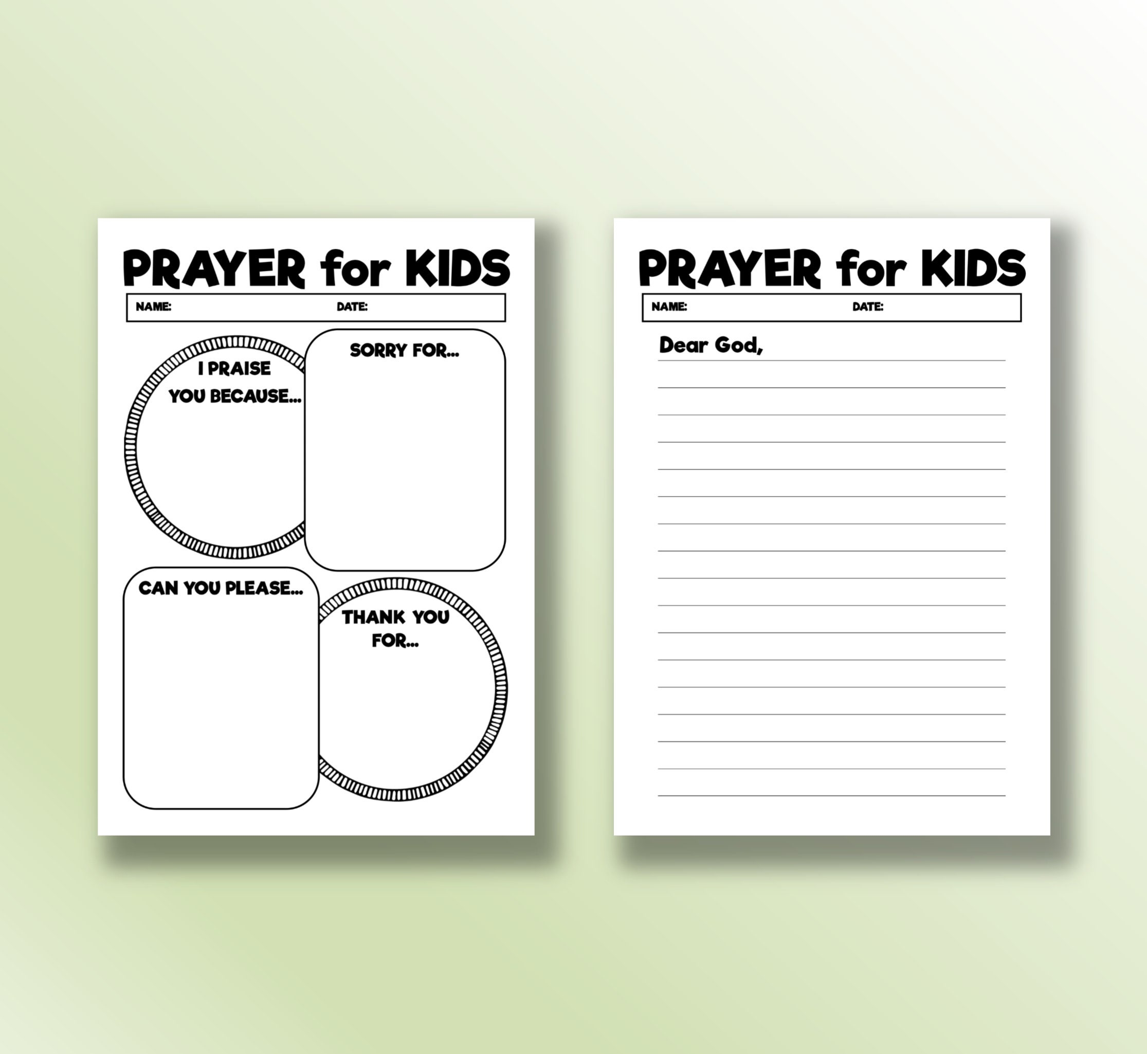 Printable Prayer Notes For Kids Children s Prayer Worksheet Daily Prayer For Kids Bible Printables A5 A4 U0026 Letter Size Etsy