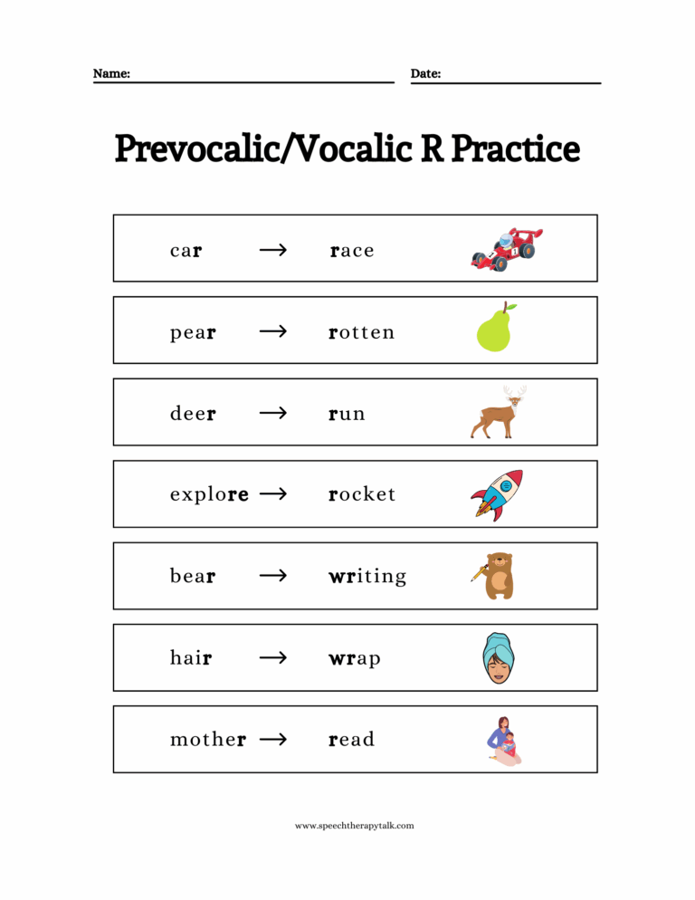 R Word List For Speech Therapy Practice Words And Activities 