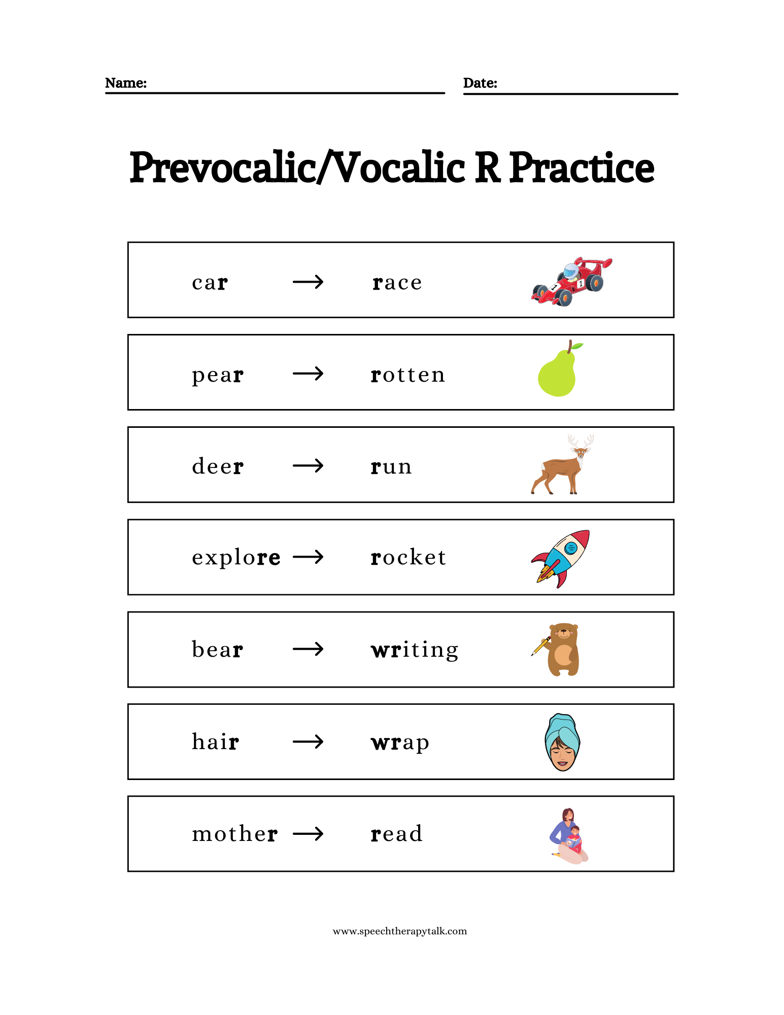 R Word List For Speech Therapy Practice Words And Activities 