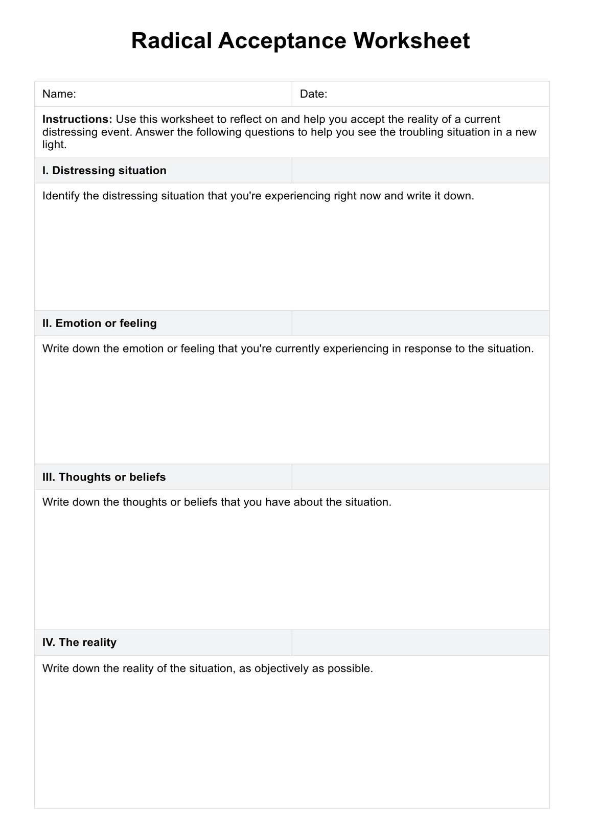 Radical Acceptance Worksheet U0026 Example Free PDF Download