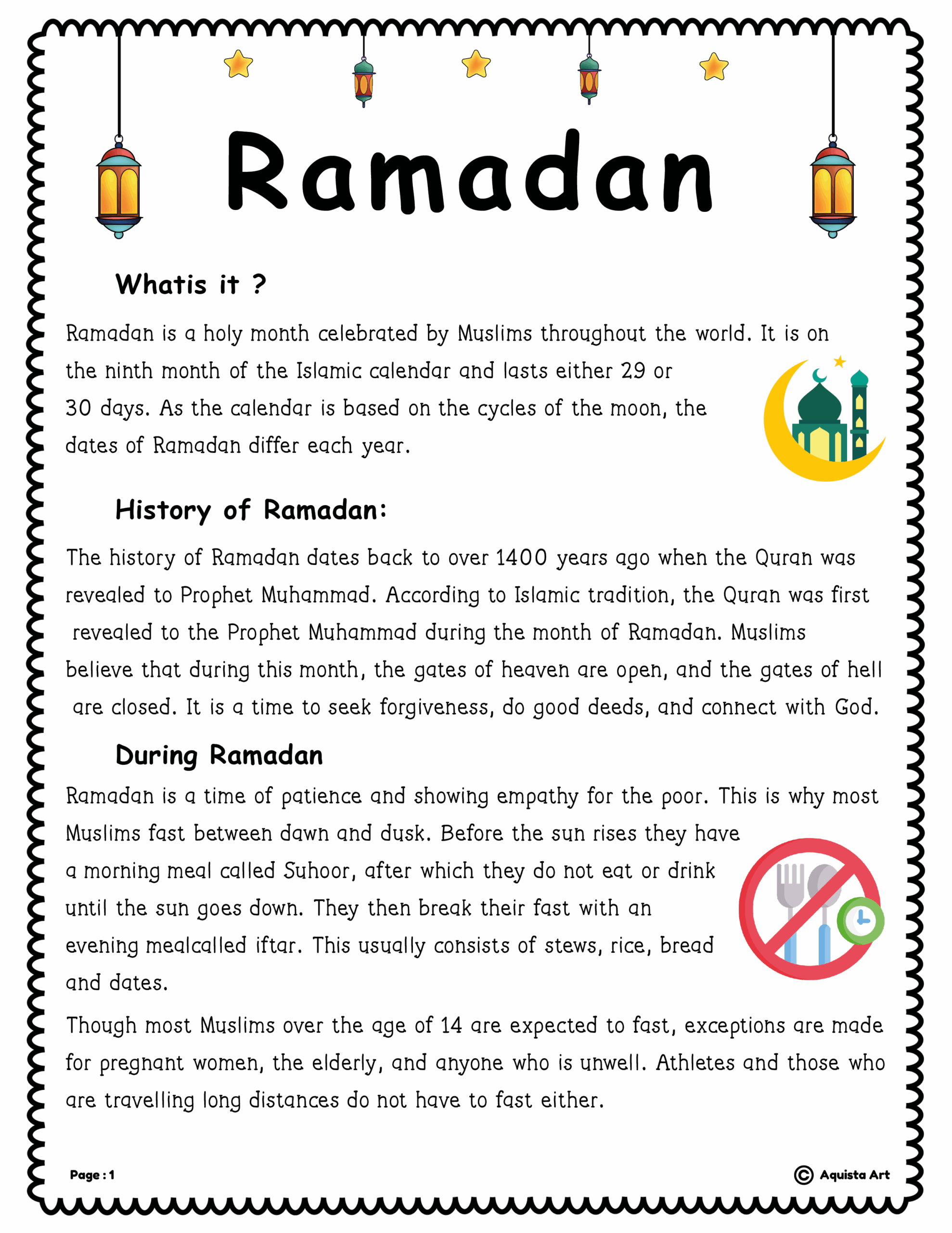 Ramadan Reading Comprehension Worksheets Made By Teachers