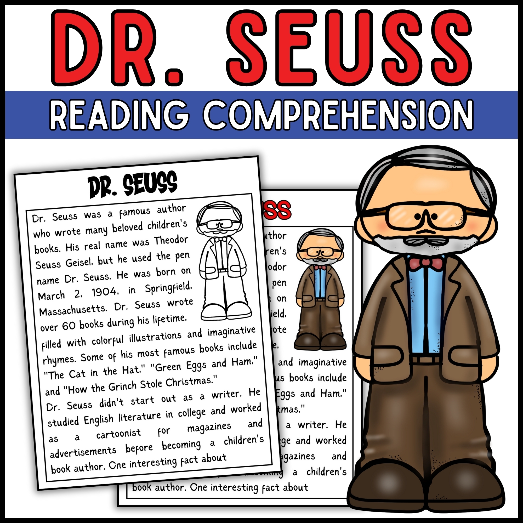 Read Across America Day Dr Seuss Reading Comprehension Passage 