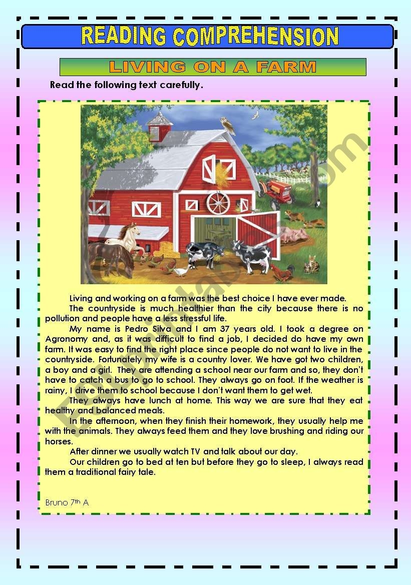 Farmer Reading Comprehension Worksheets