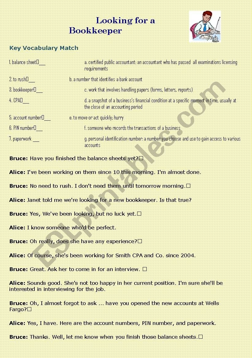 READING COMPREHENSION Business Conversation ESL Worksheet By Rnrlisa