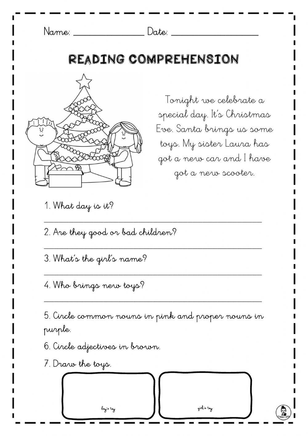Reading Comprehension Christmas Worksheet Live Worksheets 