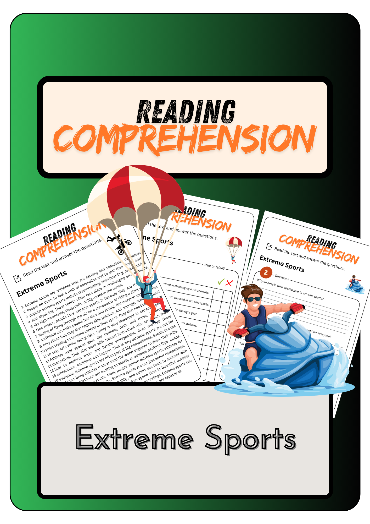Reading Comprehension Extreme Sports Solutions Made By Teachers