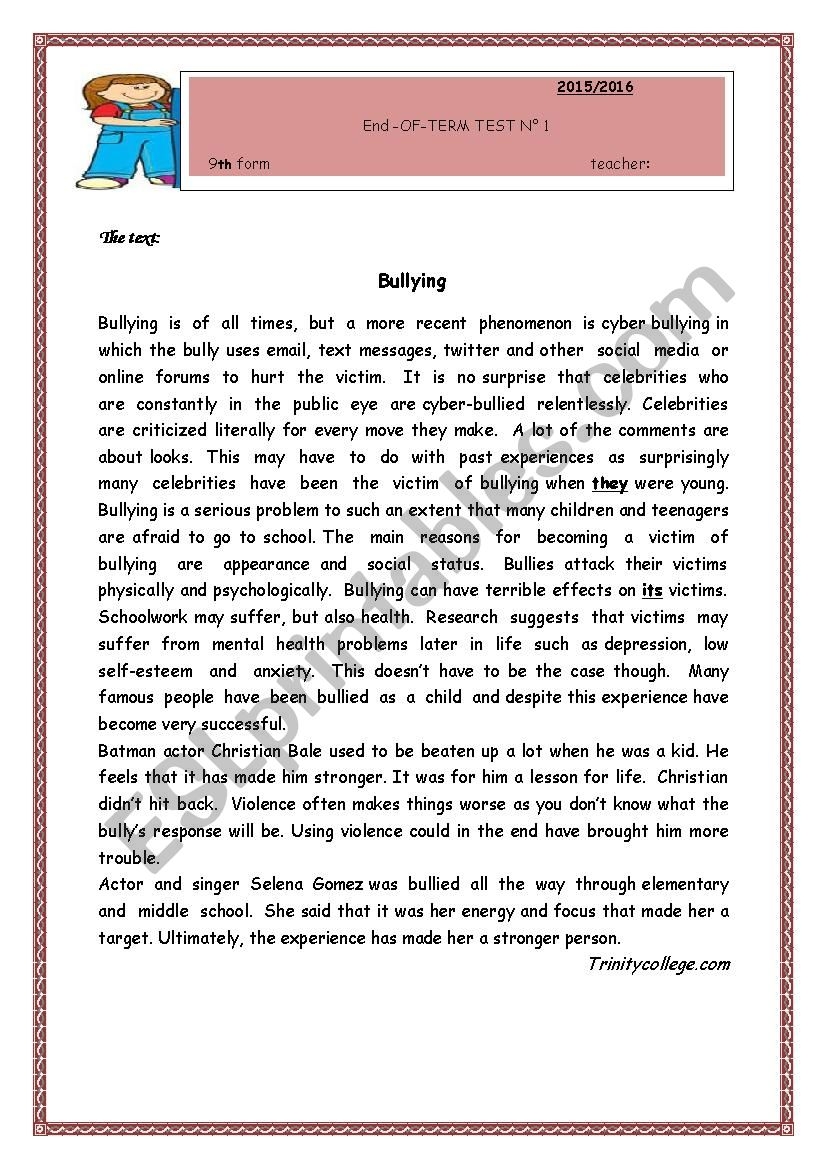 Reading Comprehension For 9th Grade ESL Worksheet By Cindybindy Worksheets Library