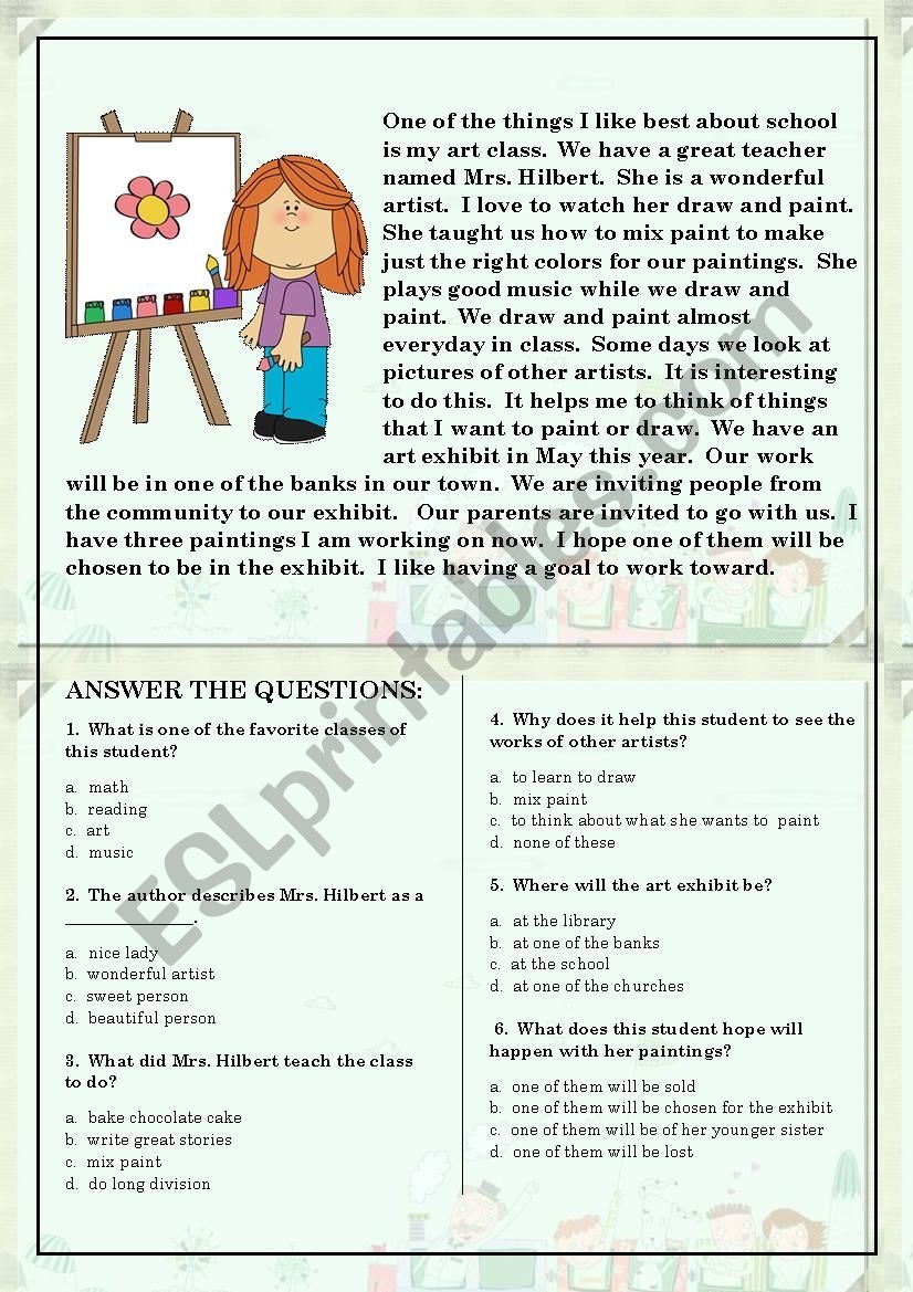 Reading Comprehension For Beginner And Elementary Students 5 ESL Worksheet By Rambertico