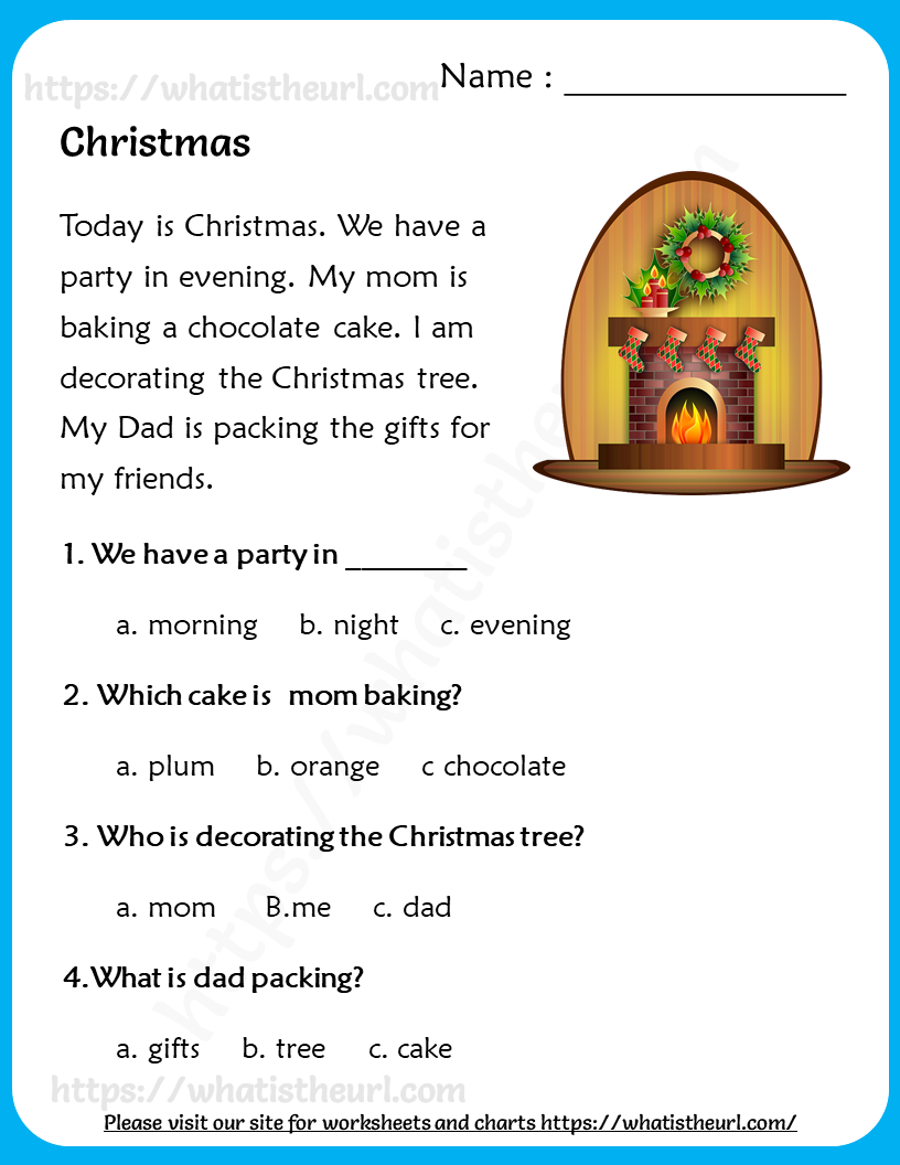 Christmas Reading Comprehension Worksheets Grade 2