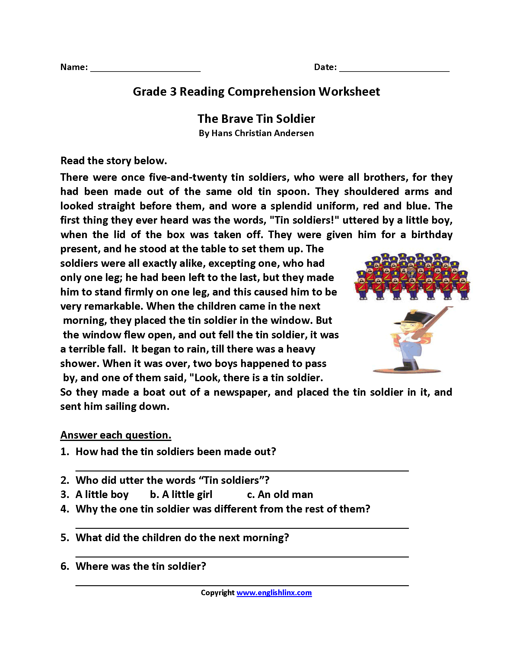 Reading Comprehension For Third Graders Fill Out U0026 Sign Online Worksheets Library