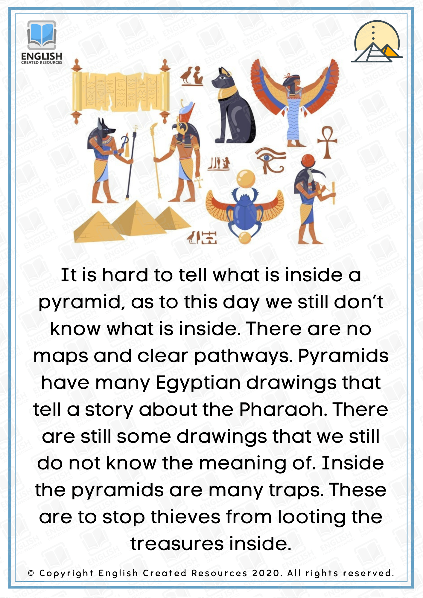 Reading Comprehension History The Pyramids English Created Resources