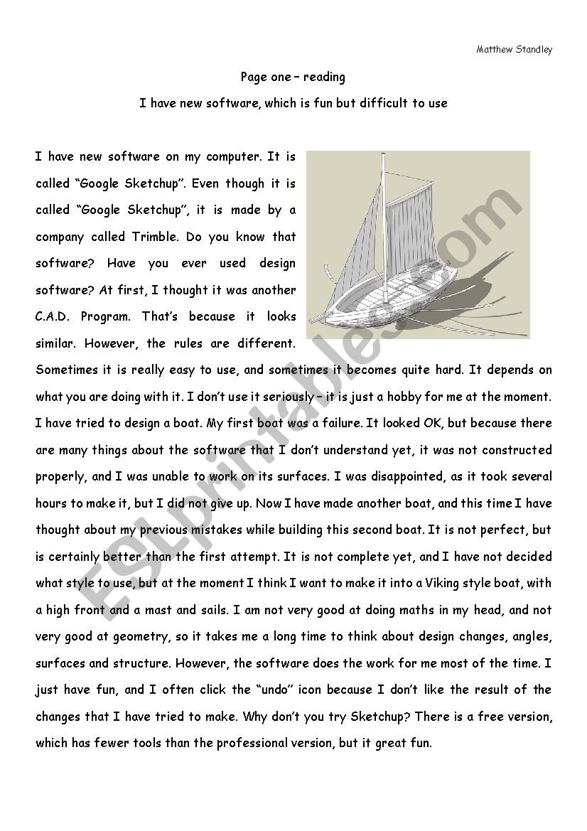 Esl Reading Comprehension Worksheets Advanced