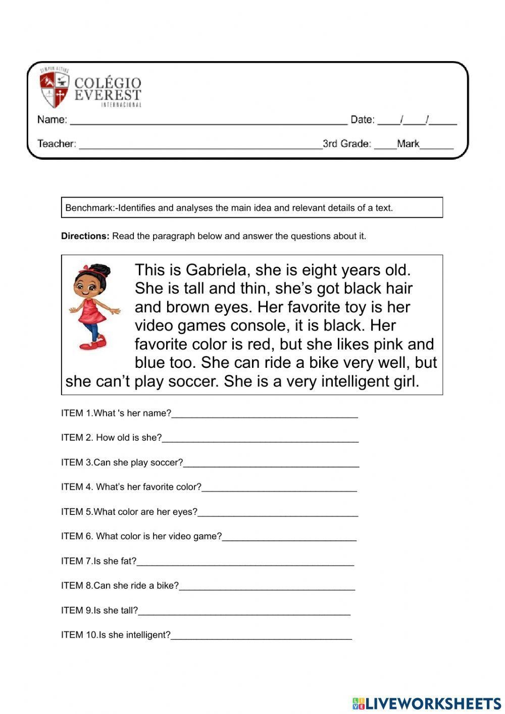 Reading Comprehension Online Exercise For Grade 3 Live Worksheets Worksheets Library