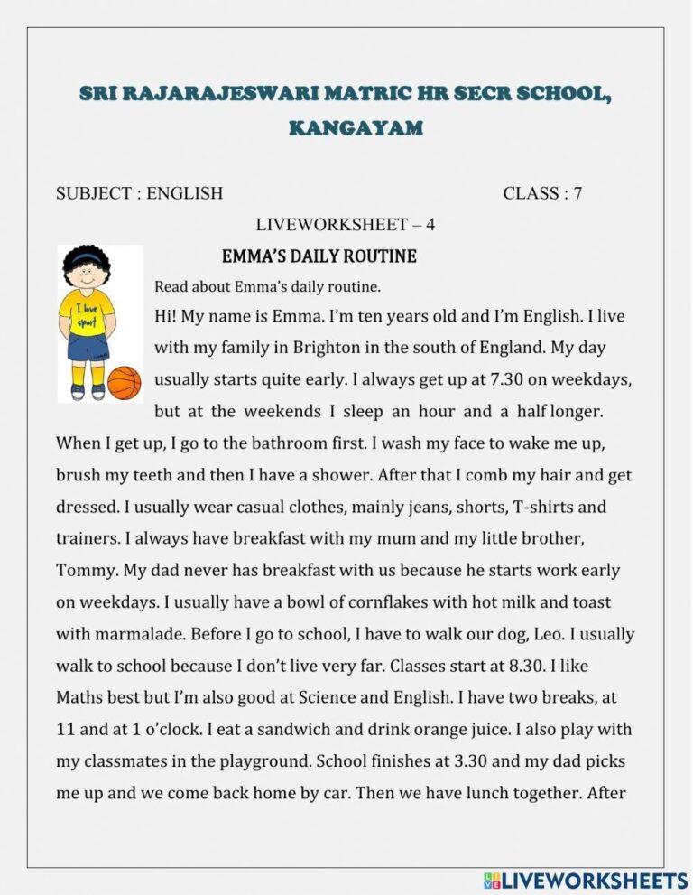 Reading Comprehension Online Exercise For Grade 7 Live Worksheets Worksheets Library