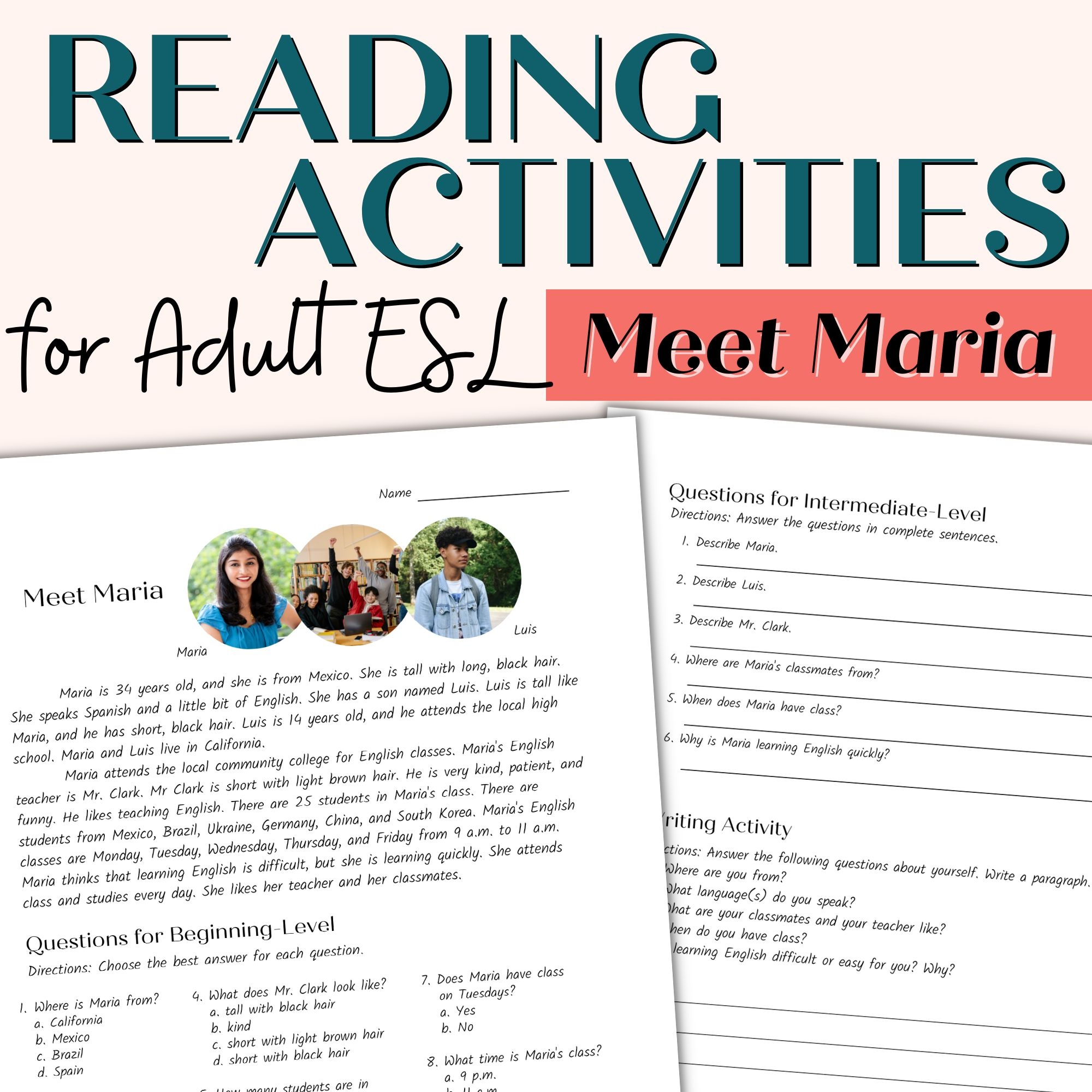 Esol Reading Comprehension Worksheets