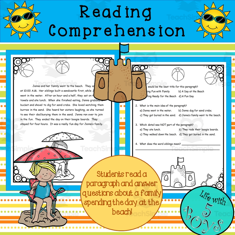 Reading Comprehension Passage With Questions The Beach