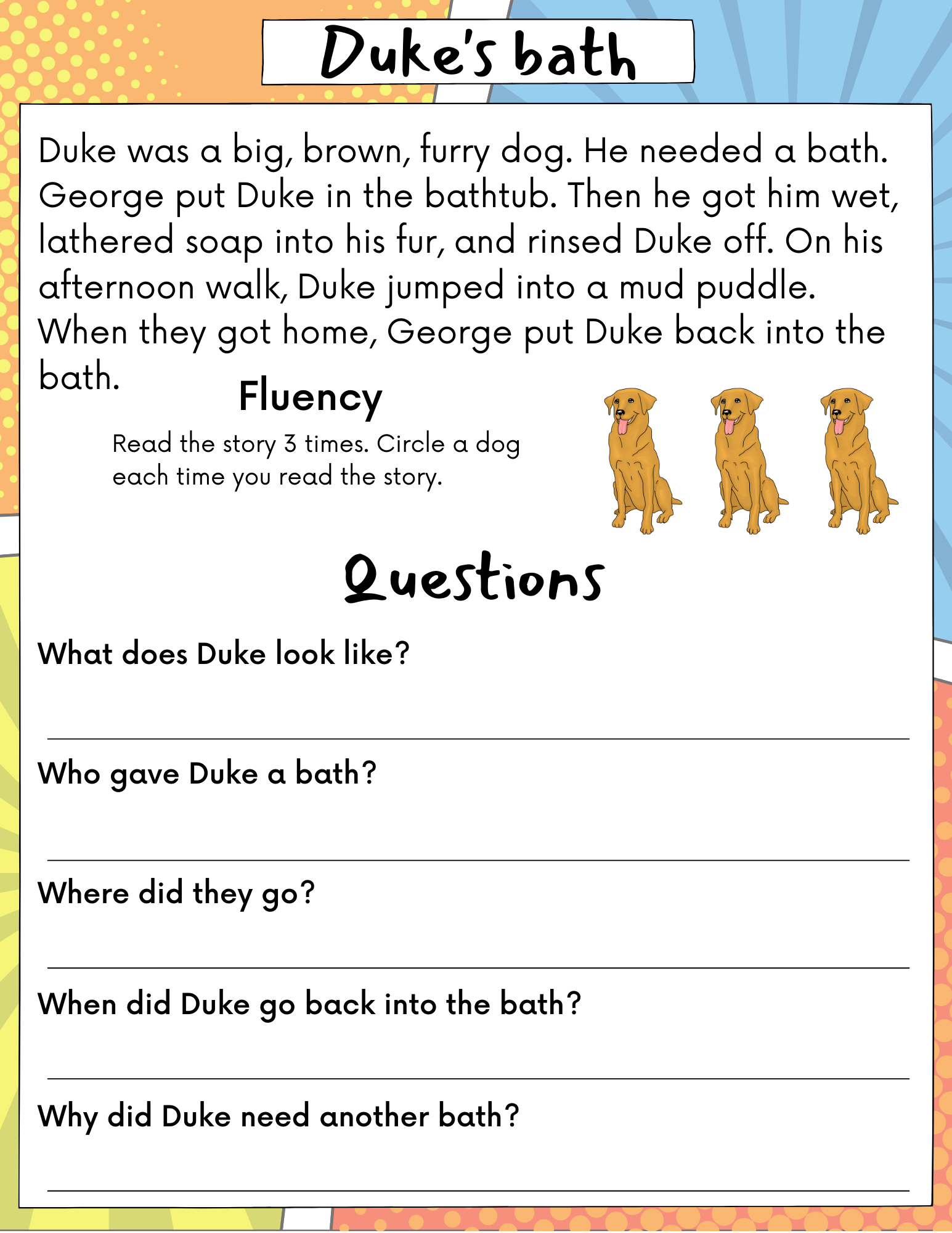 3rd Grade Reading Comprehension Skills Worksheets