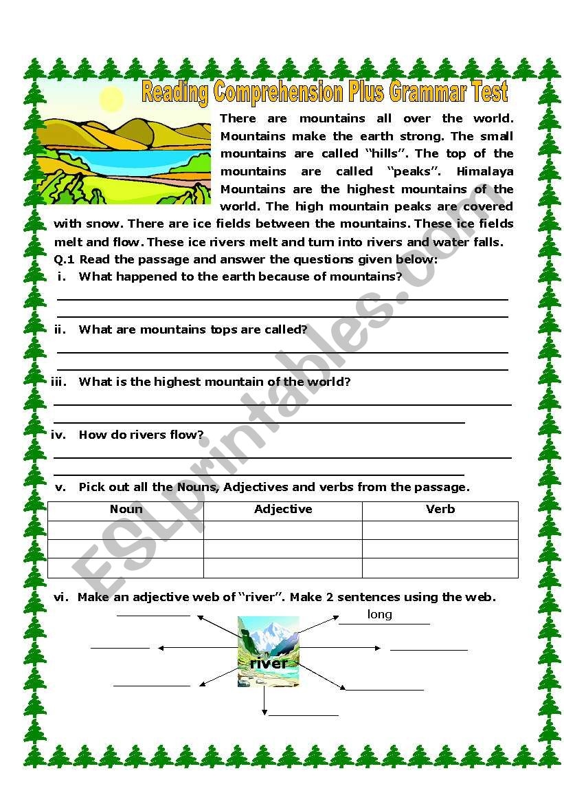 Reading Comprehension Plus Grammar ESL Worksheet By Asmajabbar