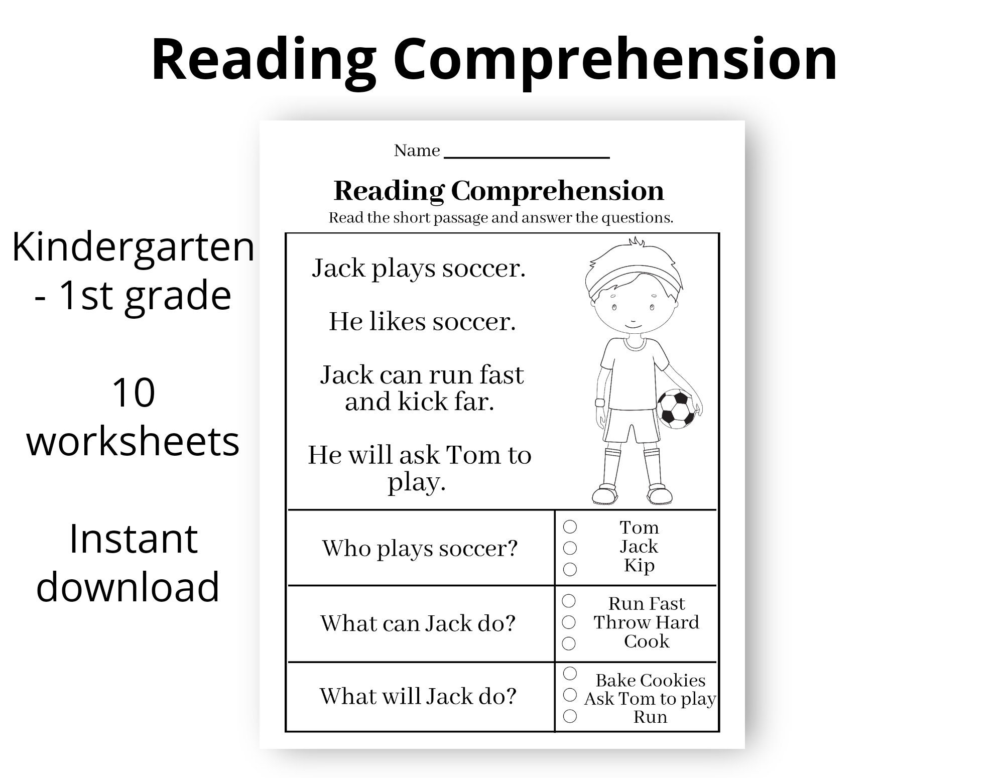 Worksheets For Kindergarten Reading Free Printable