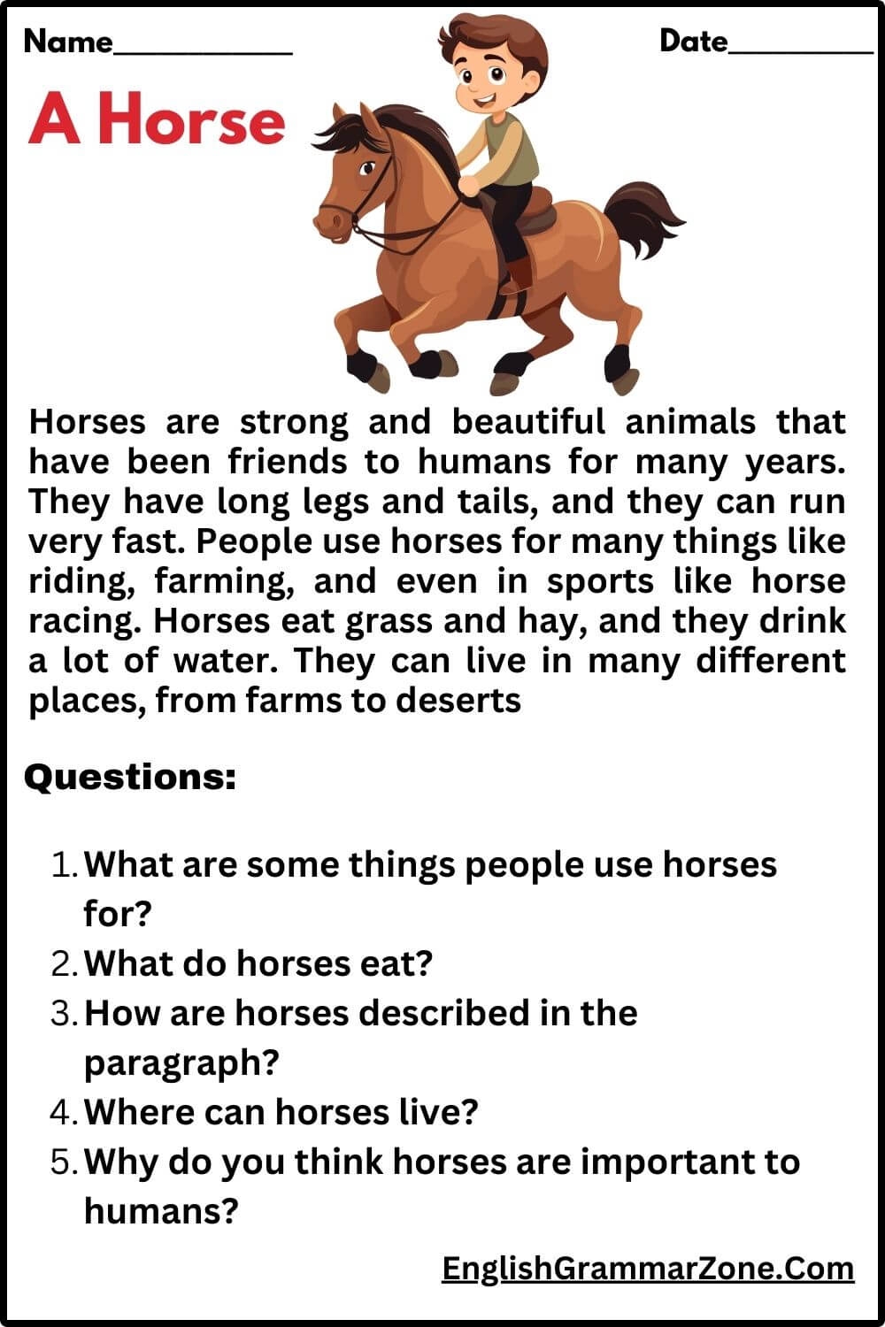 Grade 3 Worksheets Reading Comprehension
