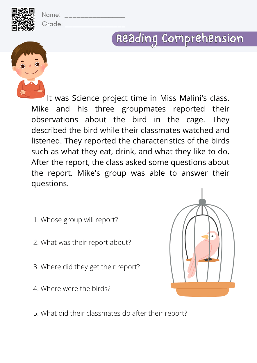 Grade 4 Reading Comprehension Worksheets Pdf