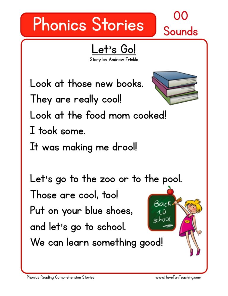 Reading Comprehension Worksheet Let s Go 