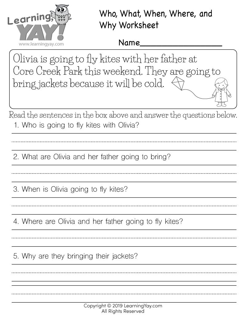 Reading Comprehension Worksheets Five Ws Reading Comprehension Worksheets Library