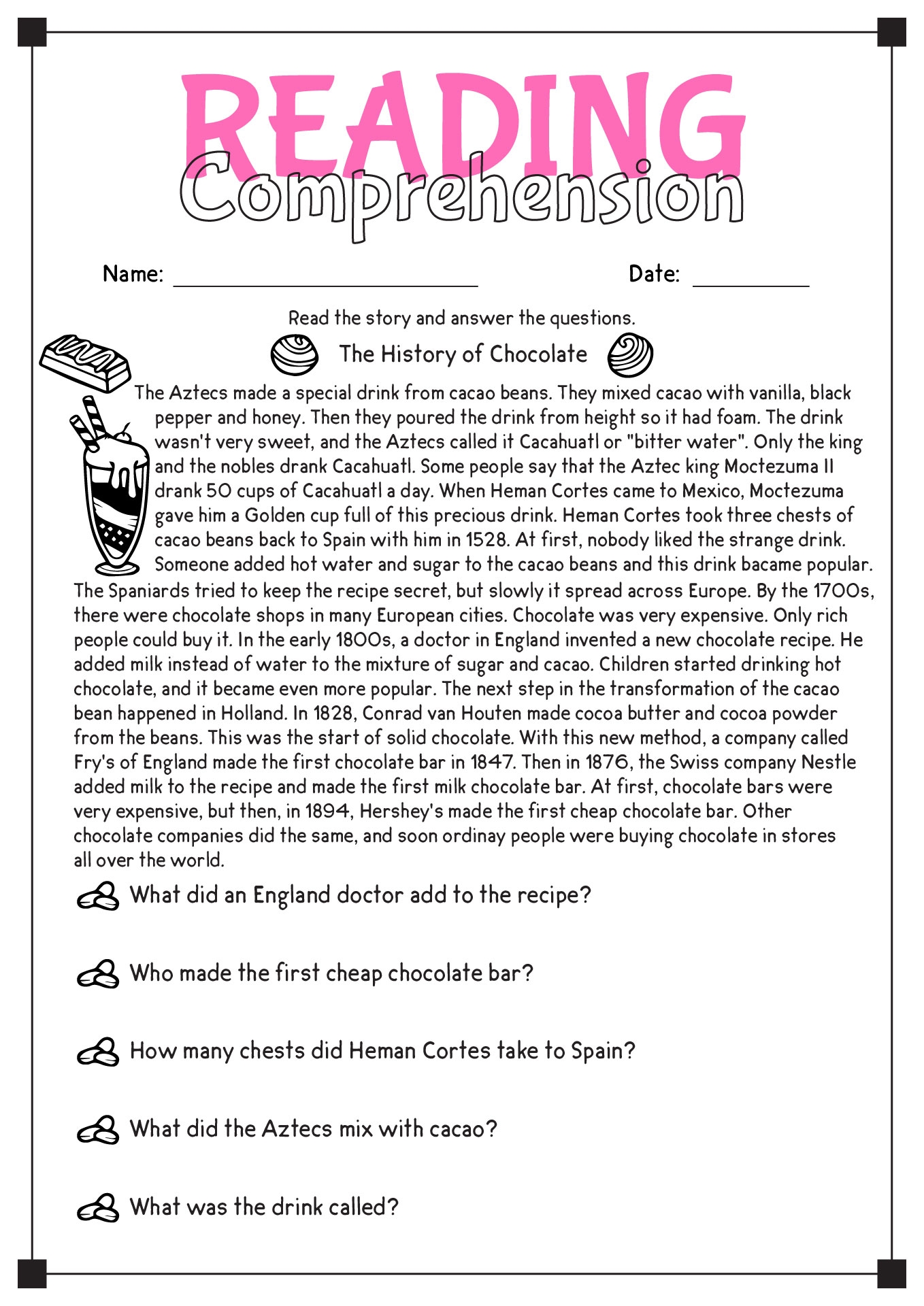 Reading Comprehension Worksheets Free Printables English 