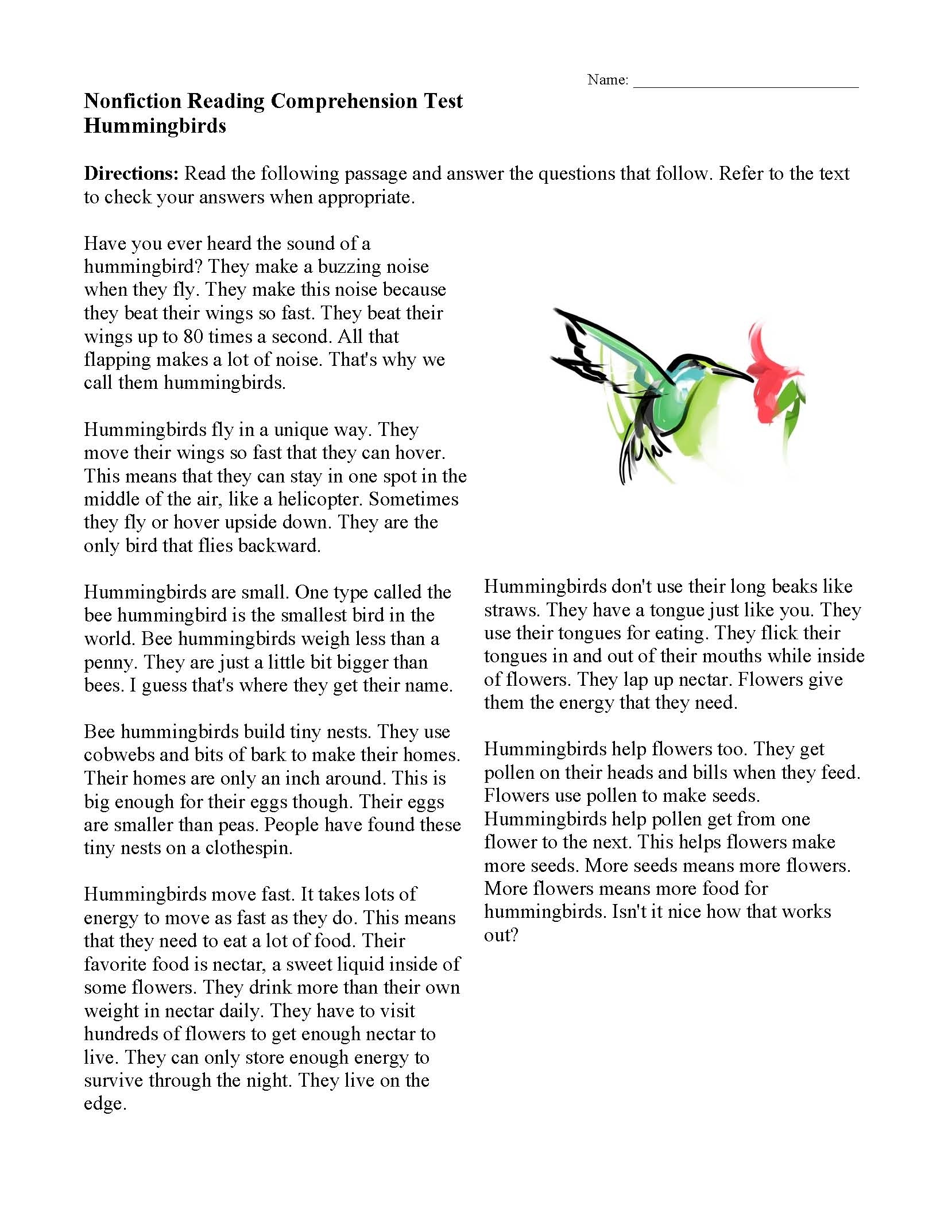 Reading Comprehension Worksheets Online Or Printable