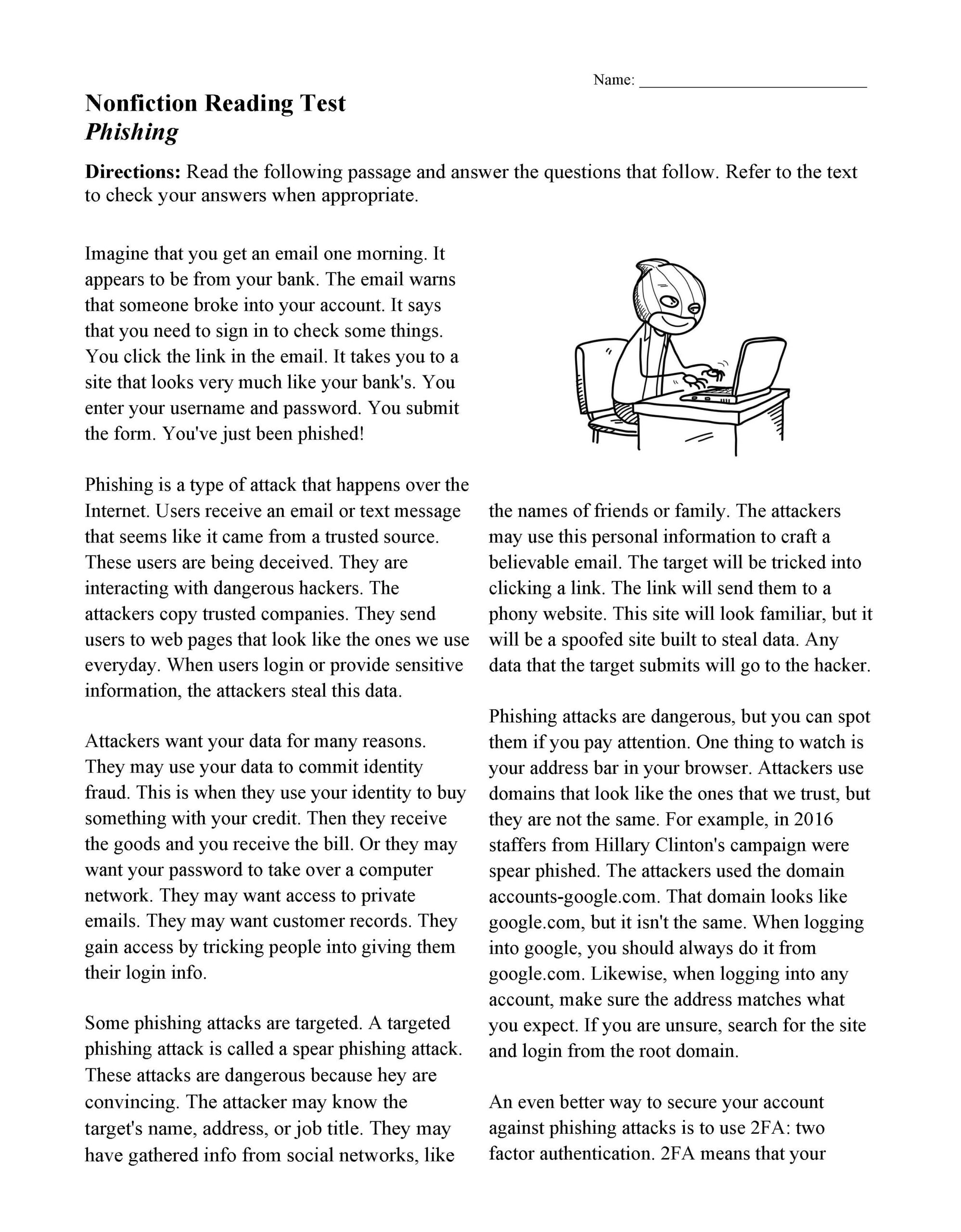 Grade 11 Reading Comprehension Worksheets Pdf