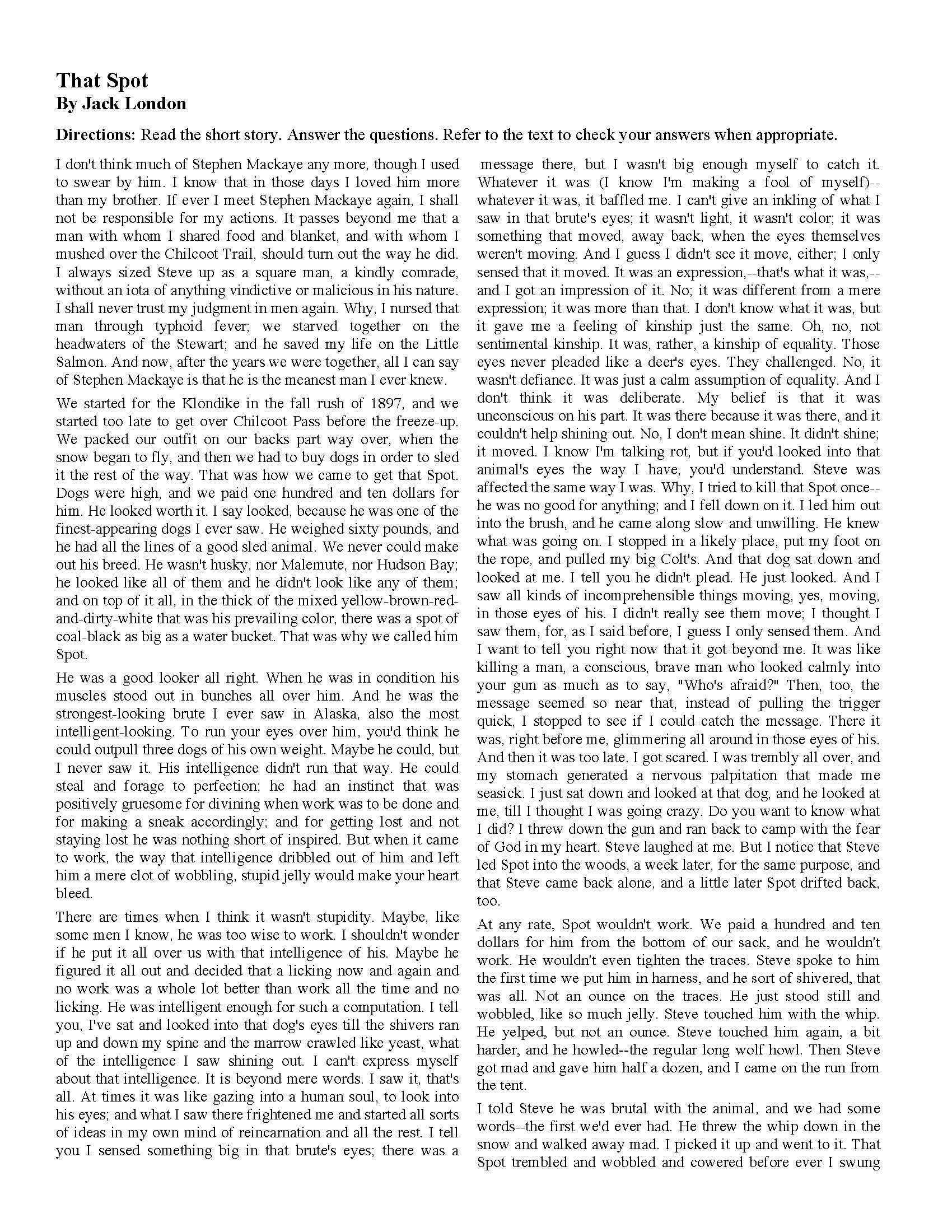 Grade 10 Reading Comprehension Worksheets