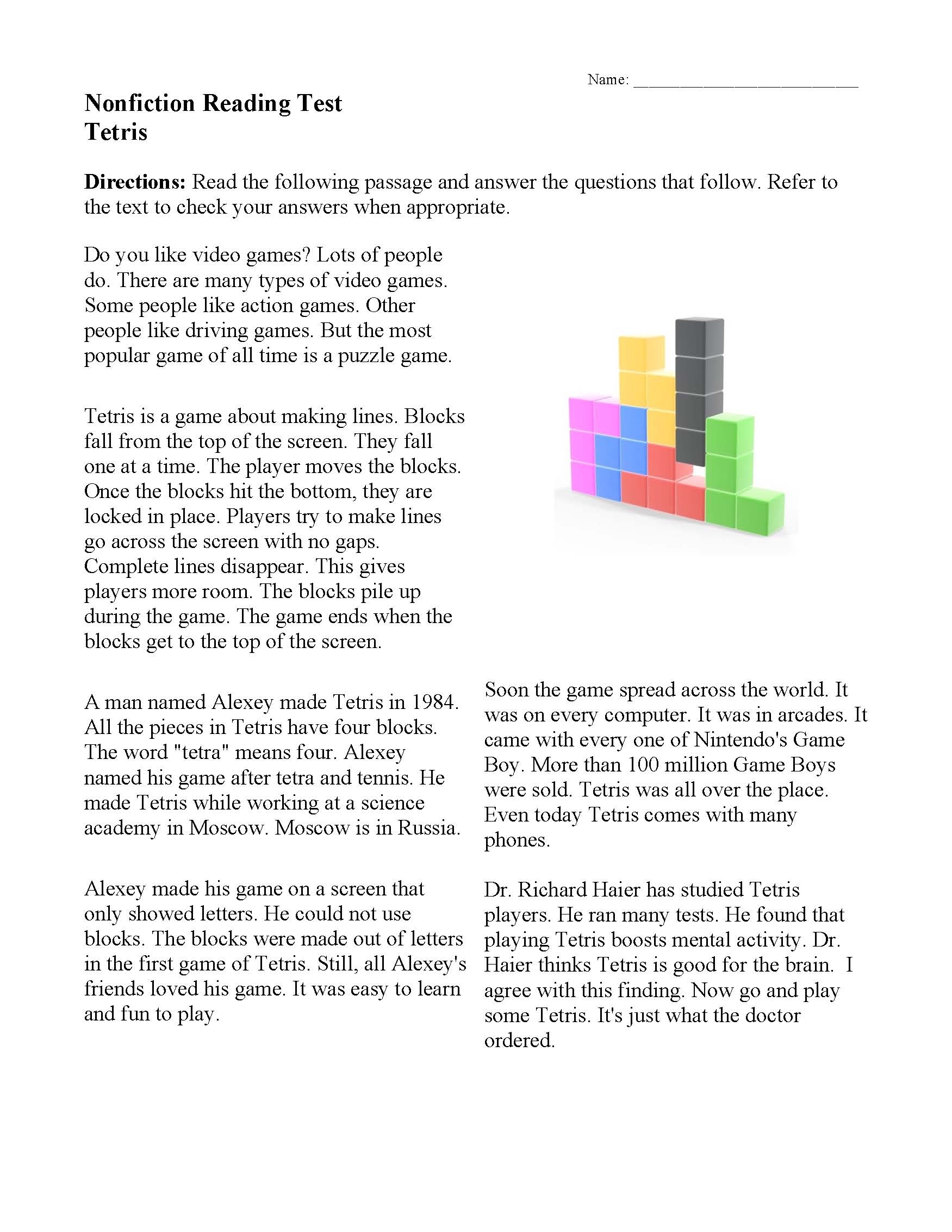 Reading Comprehension Worksheets Online Or Printable