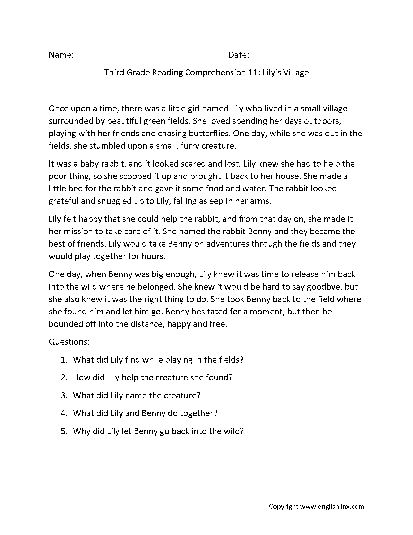 Grade 11 Reading Comprehension Worksheets