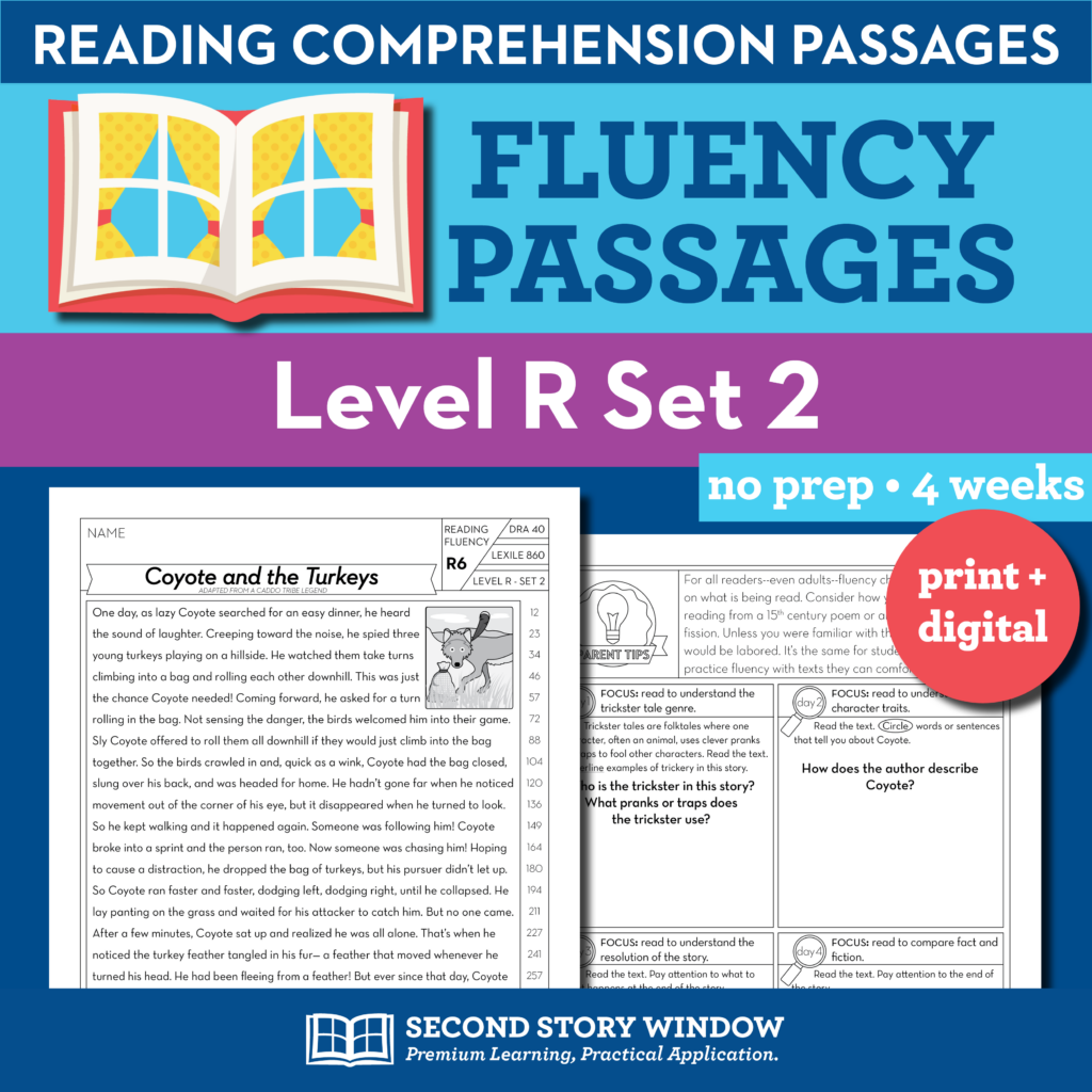 Reading Fluency Homework Level R Set 2 Second Story Window