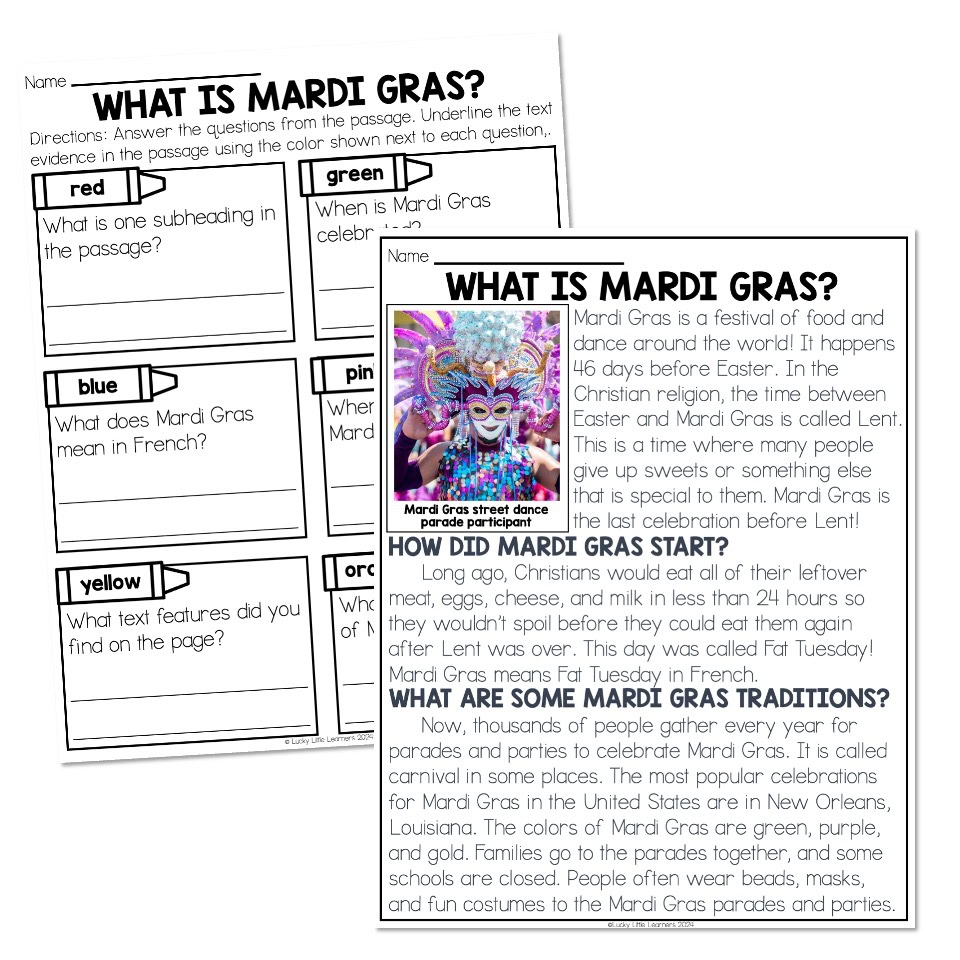 Reading Passage Nonfiction What Is Mardi Gras Lucky Little 
