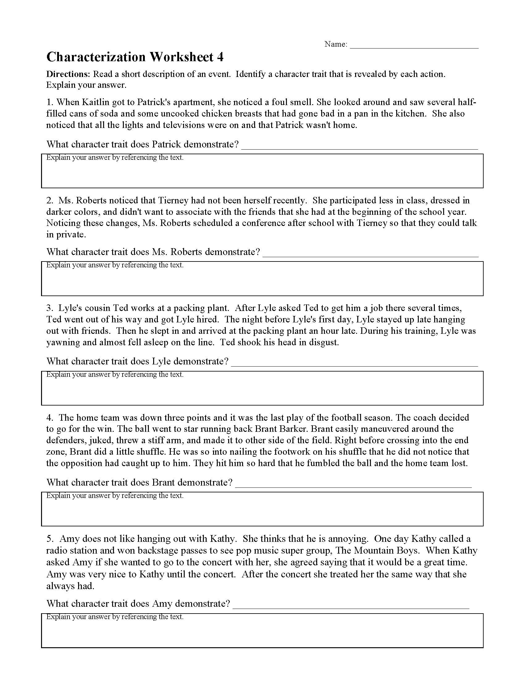 Fourth Grade Reading Comprehension Worksheets Directions
