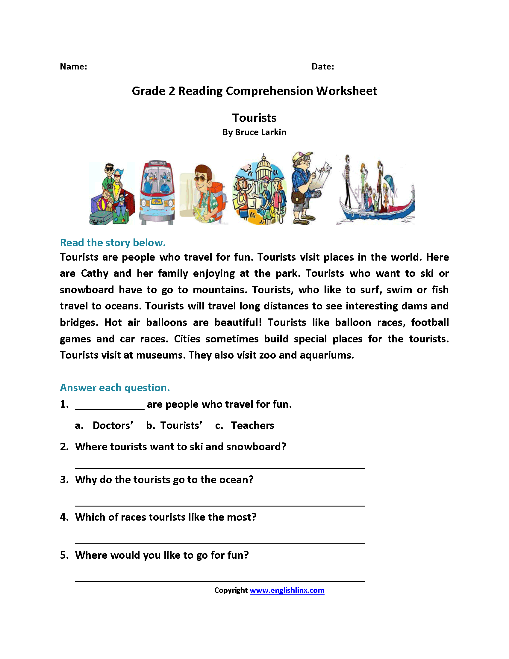 Reading Worksheets Second Grade Reading Worksheets
