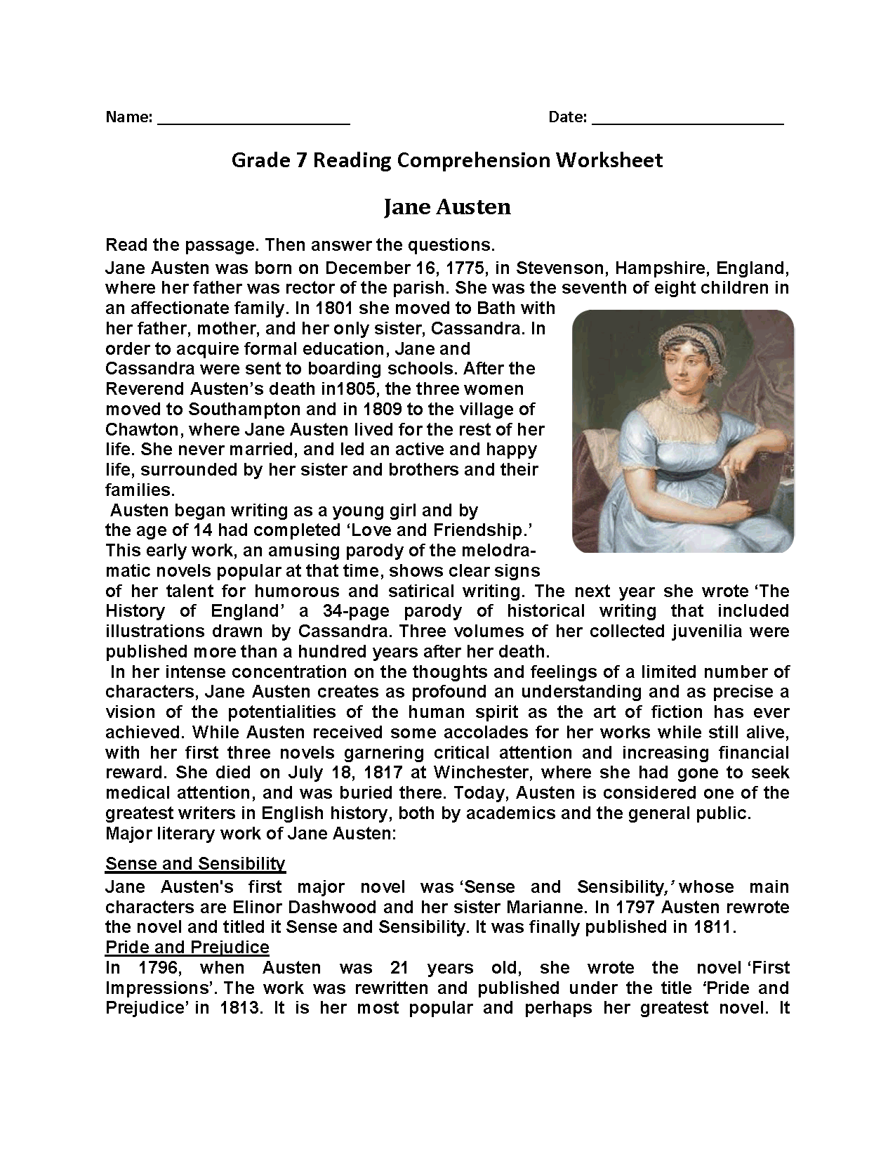 Reading Worksheets Seventh Grade Reading Worksheets Worksheets 
