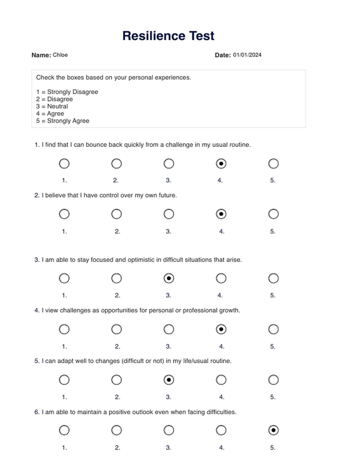Resilience Test U0026 Example Free PDF Download