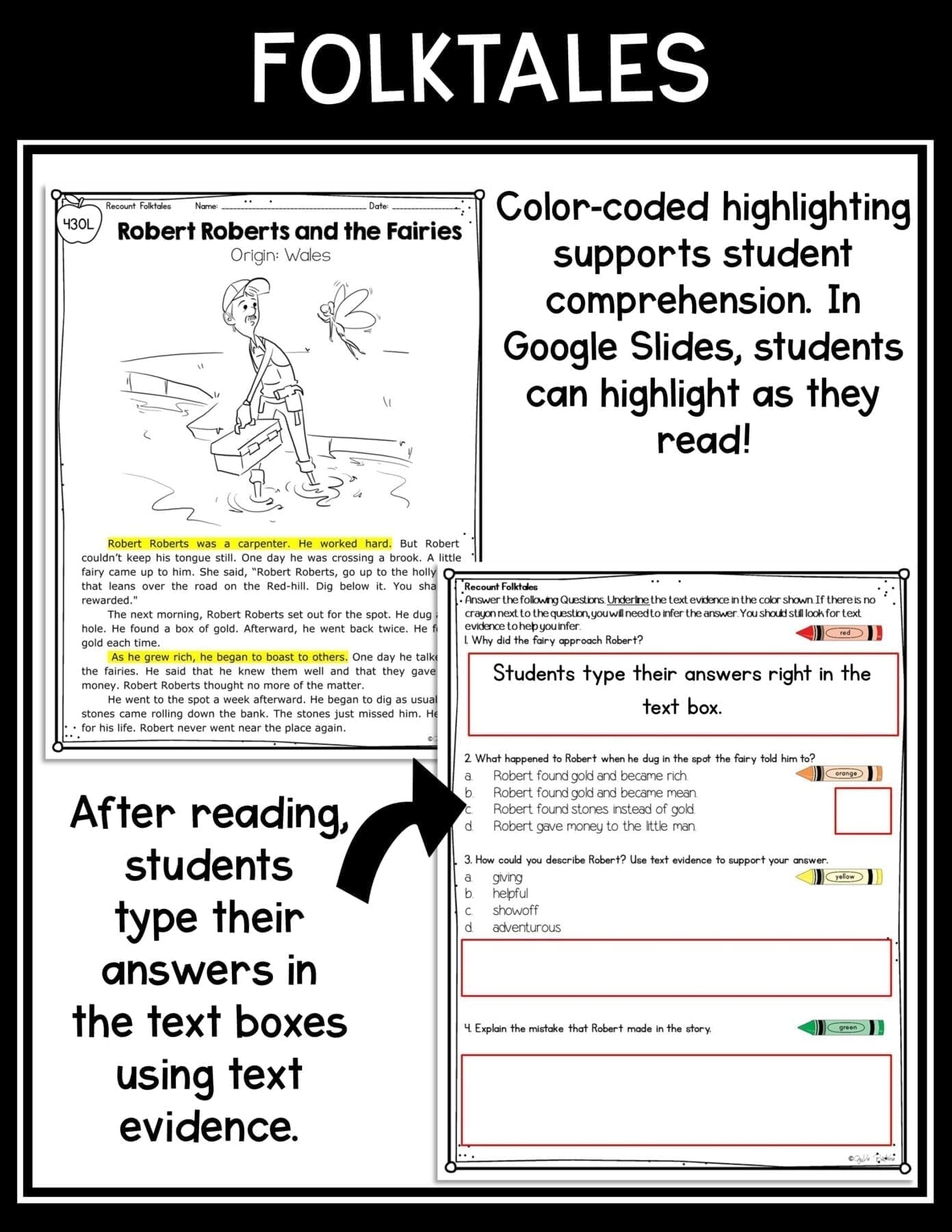 Retell Stories Folktales Fairytales RL 2 2 RL 3 2 Reading Passages Worksheets