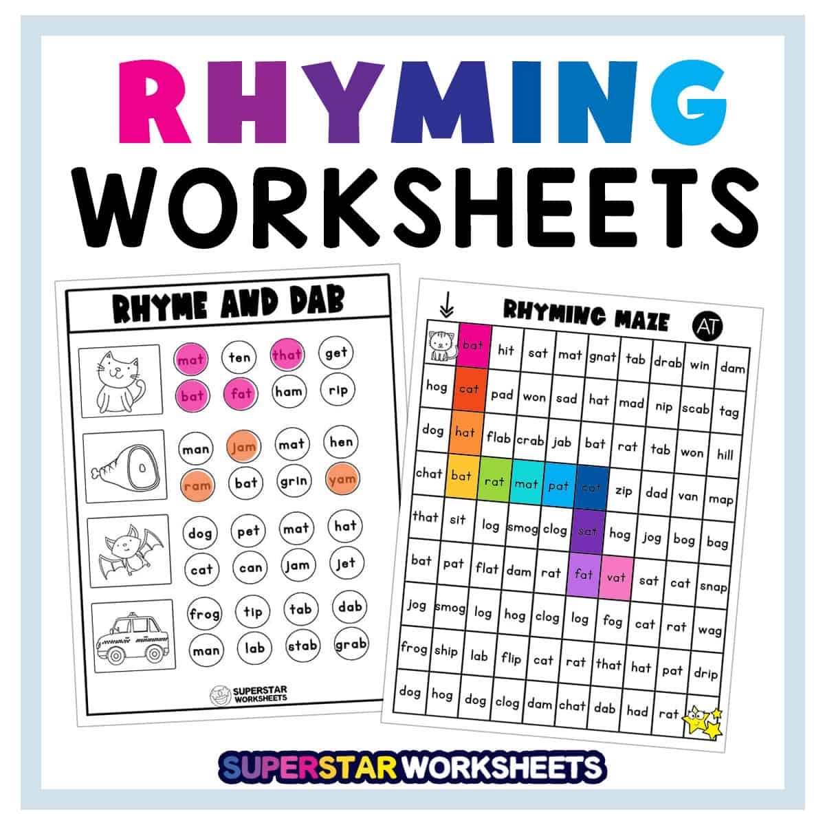 Free Printable Rhyming Worksheets Kindergarten