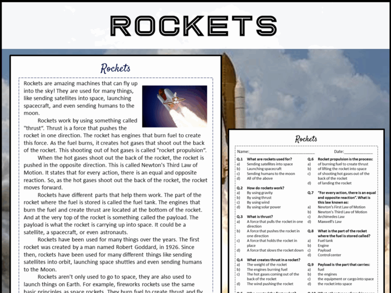 Rockets Reading Comprehension Passage And Questions PDF 