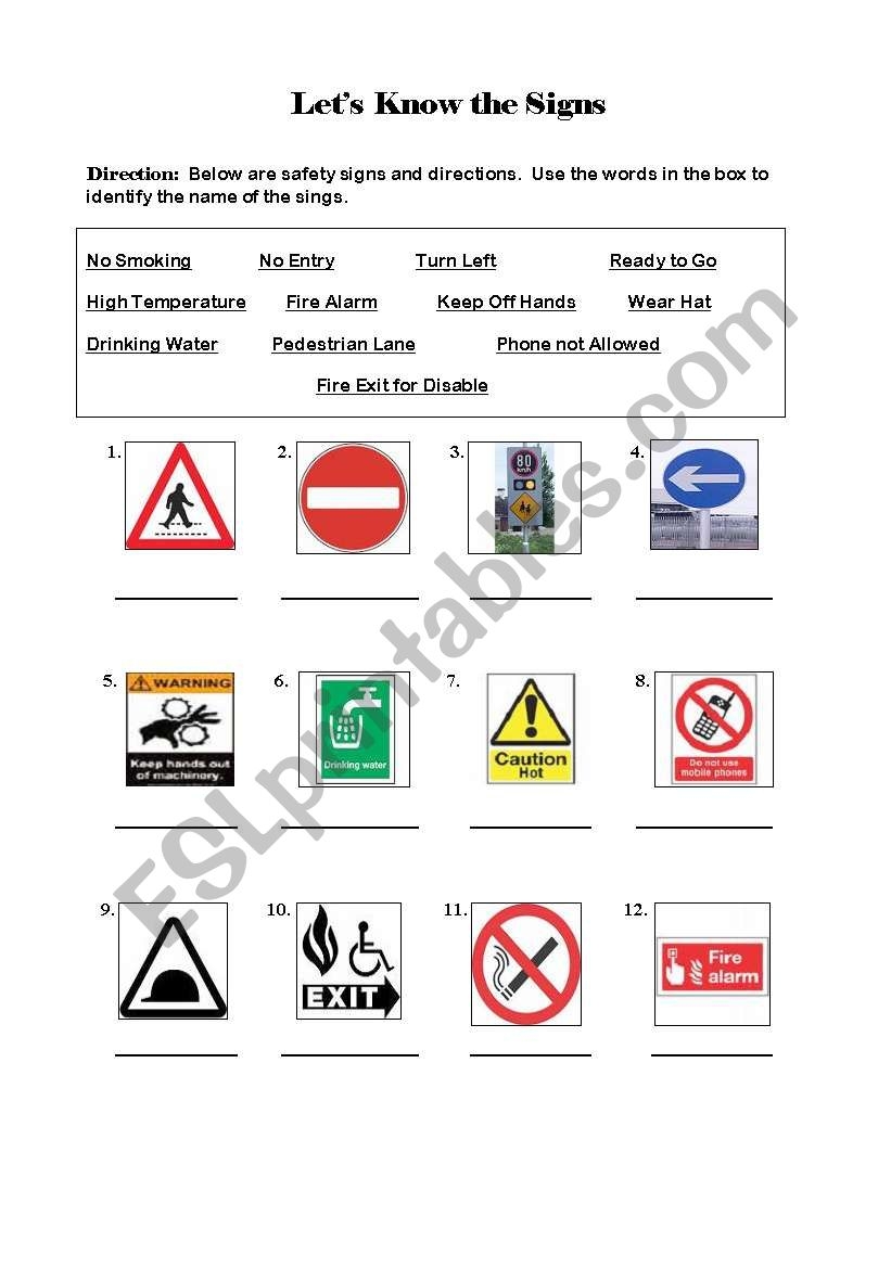 Safety Signs ESL Worksheet By Npberiones Worksheets Library